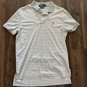 Polo Ralph Lauren Pima Interlock Shirt Gray Striped Short-Sleeve Mens Size M